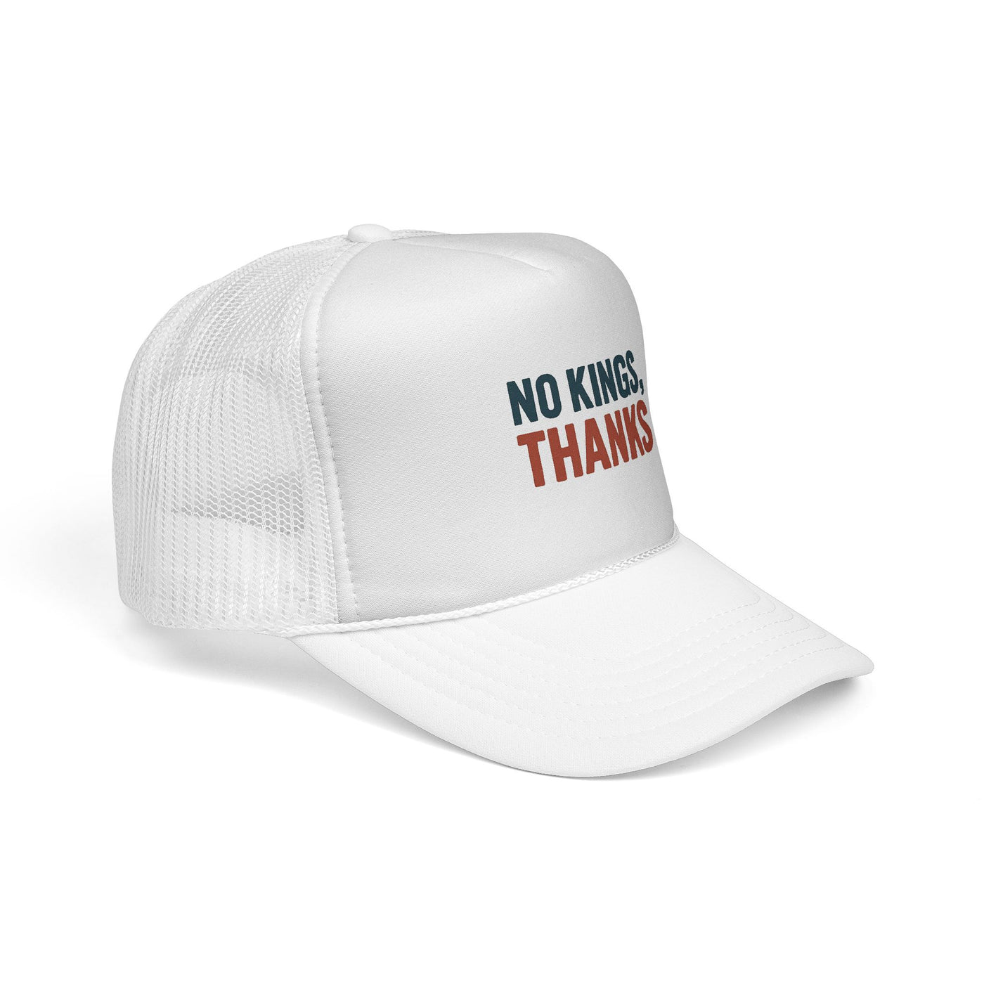 Trucker Cap — "No Kings, Thanks" Embroidered Mesh Hat