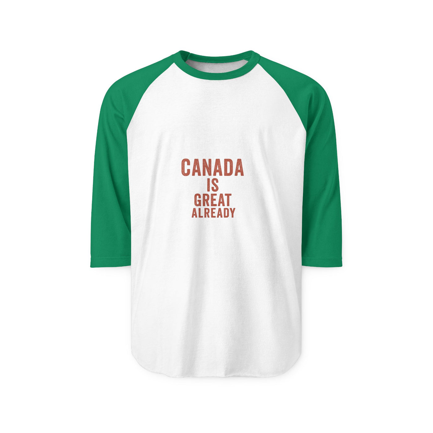 Raglan Shirt — "Canada Is Great Already" Vintage Hockey-Style Tee