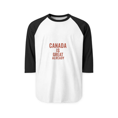 Raglan Shirt — "Canada Is Great Already" Vintage Hockey-Style Tee