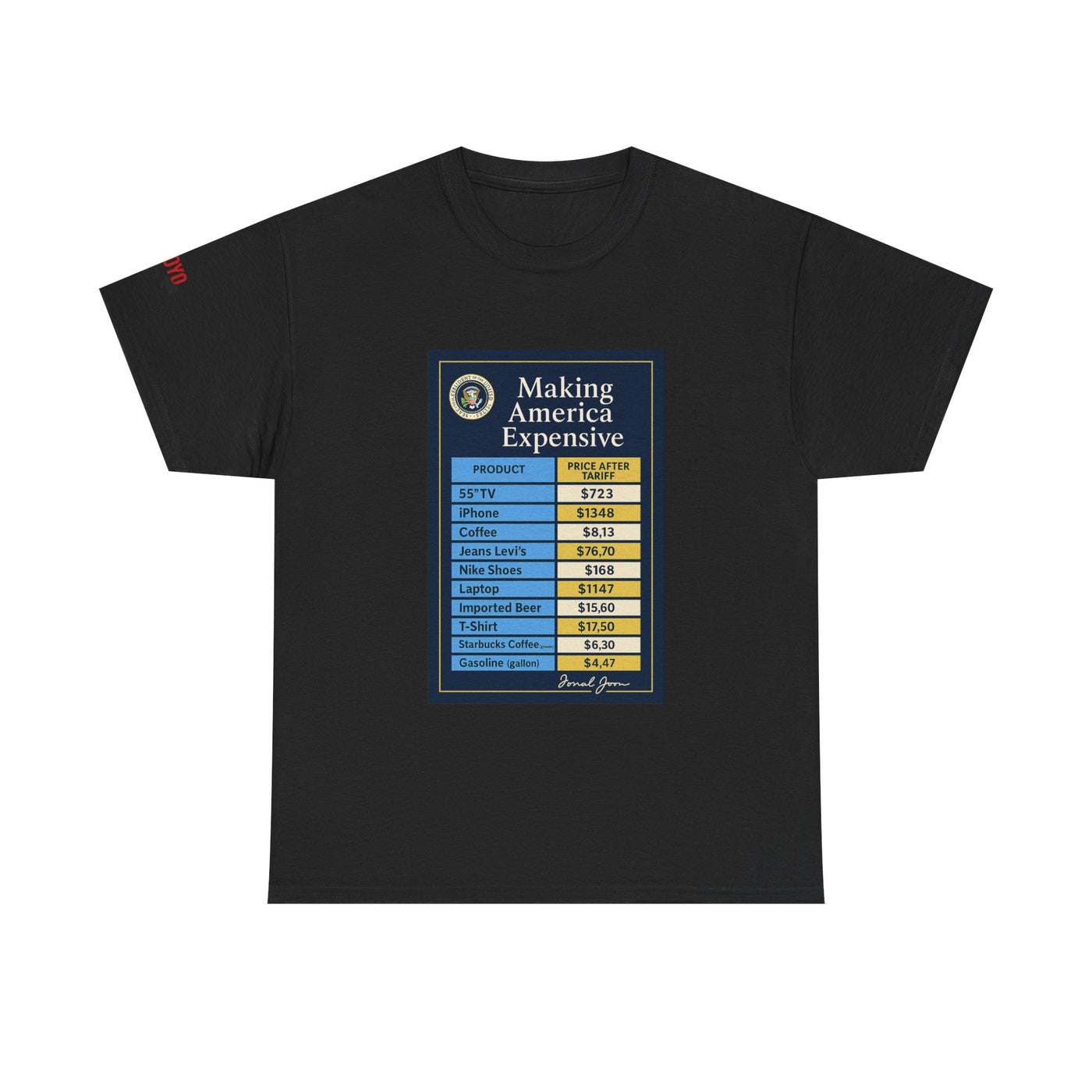 T‑Shirt — "Making America Expensive" Price Comparison Graphic Tee