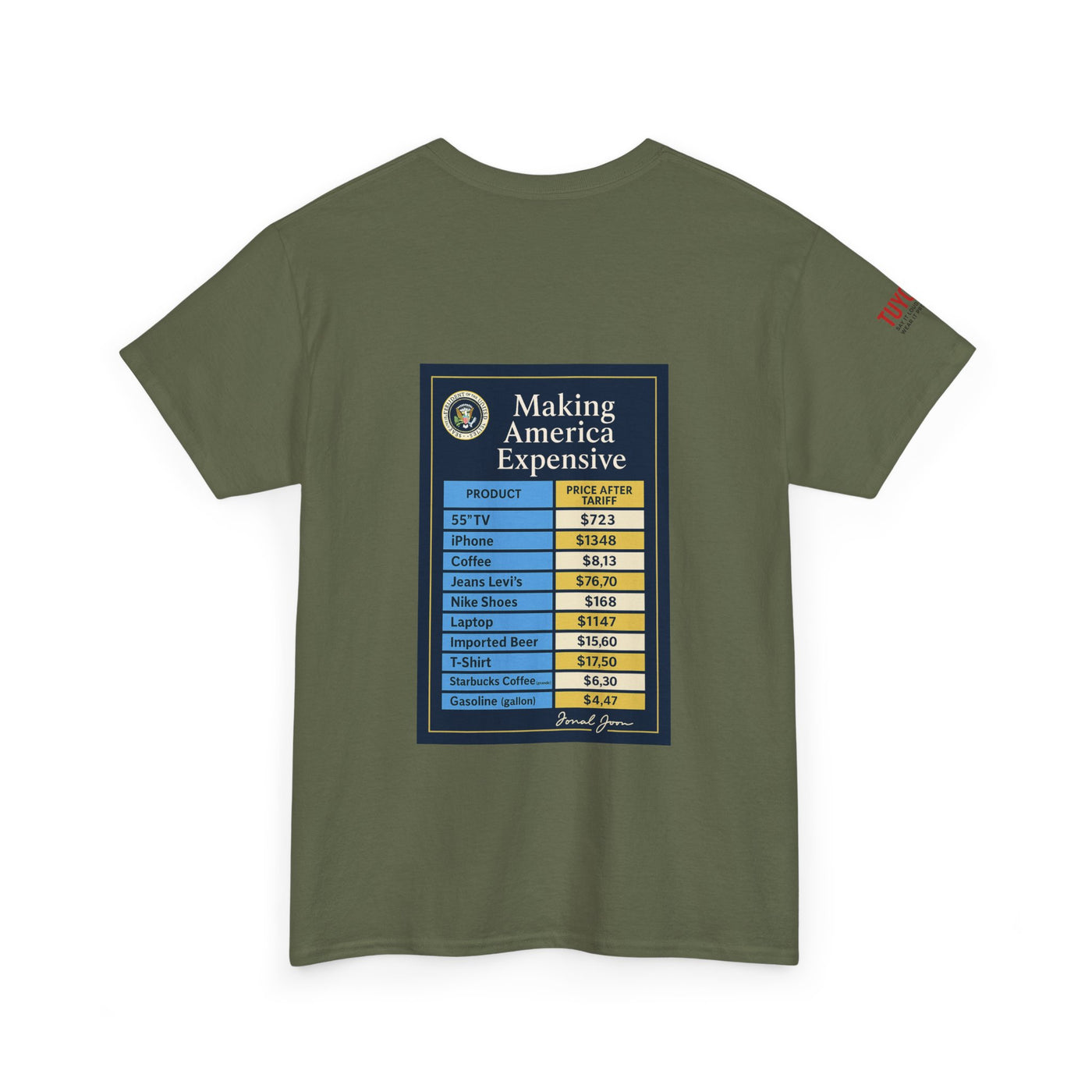 T‑Shirt — "Making America Expensive" Price Comparison Graphic Tee
