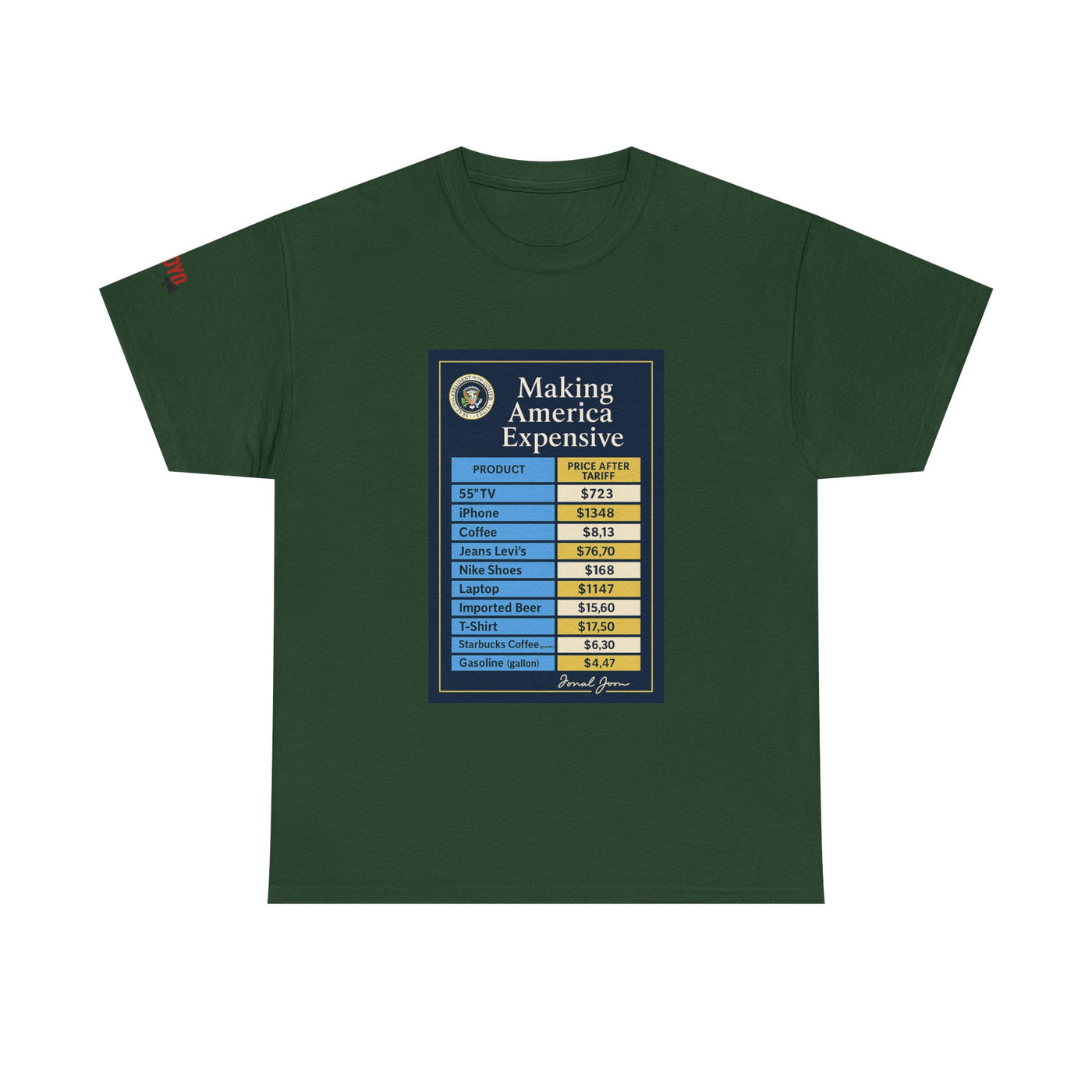 T‑Shirt — "Making America Expensive" Price Comparison Graphic Tee