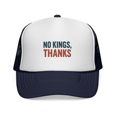 Trucker Cap — "No Kings, Thanks" Embroidered Mesh Hat