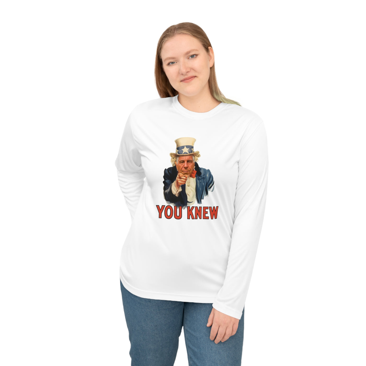 Uncle Epstein “You Knew” Long Sleeve Shirt — Patriotic Vintage Pointing Tee