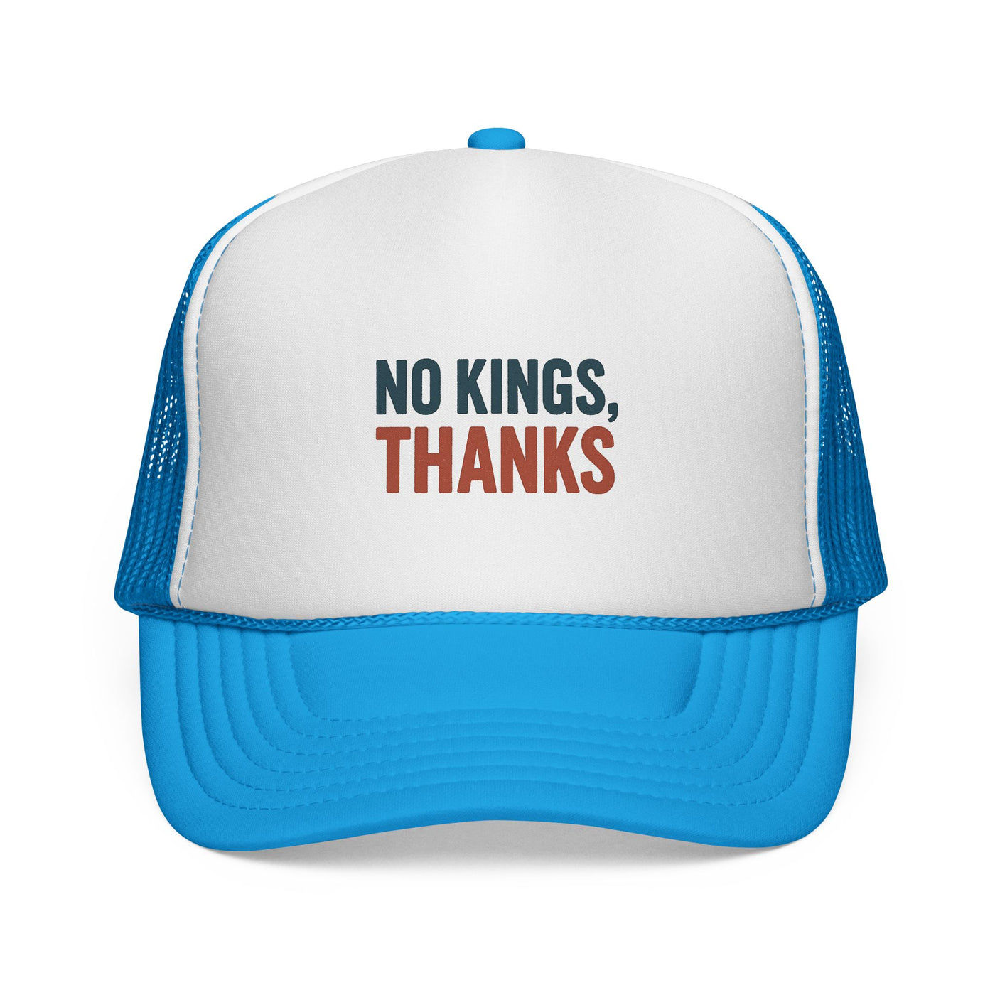 Trucker Cap — "No Kings, Thanks" Embroidered Mesh Hat