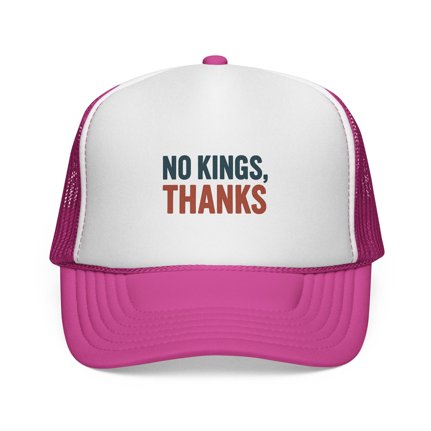 Trucker Cap — "No Kings, Thanks" Embroidered Mesh Hat