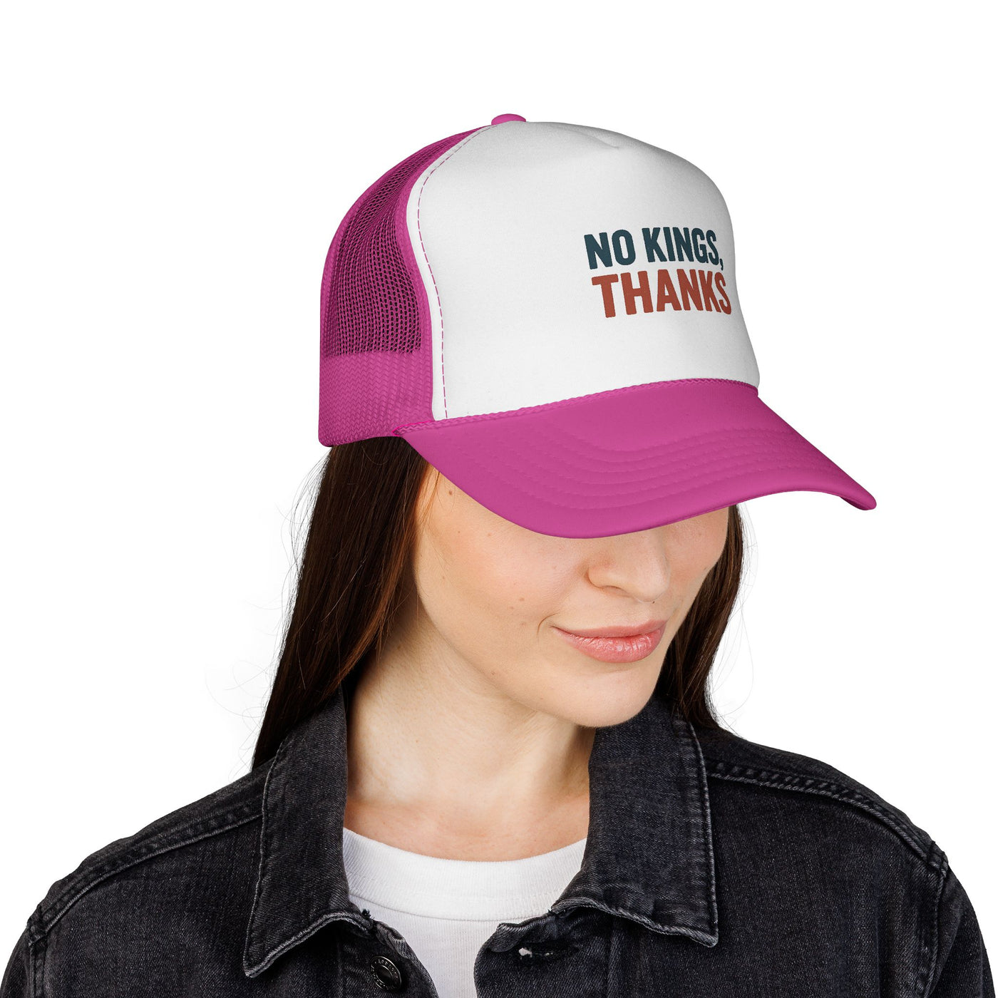 Trucker Cap — "No Kings, Thanks" Embroidered Mesh Hat