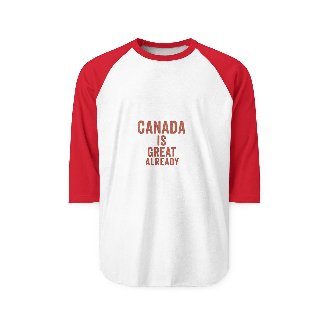Raglan Shirt — "Canada Is Great Already" Vintage Hockey-Style Tee