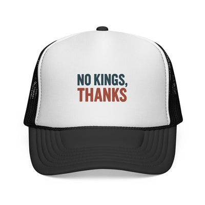 Trucker Cap — "No Kings, Thanks" Embroidered Mesh Hat