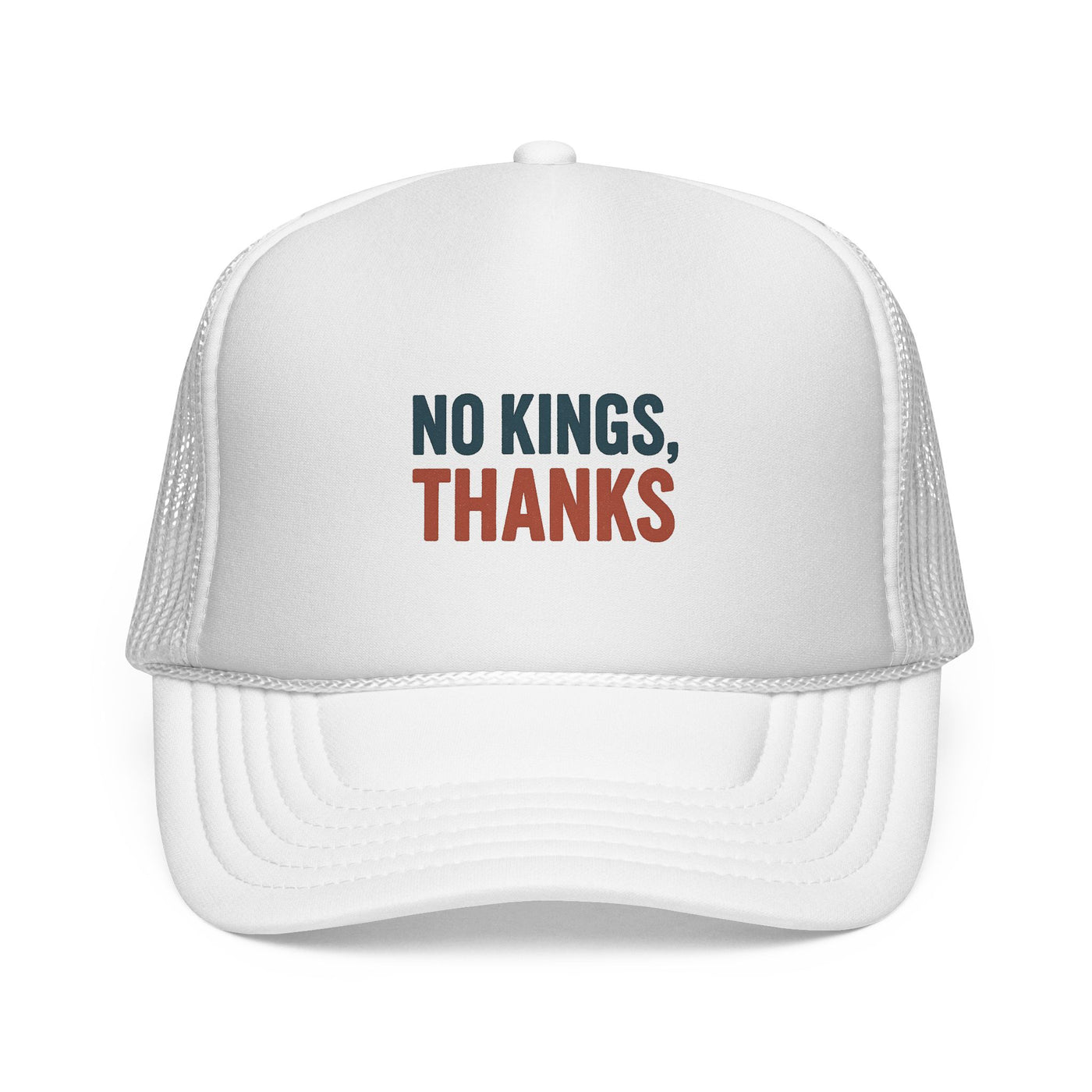 Trucker Cap — "No Kings, Thanks" Embroidered Mesh Hat