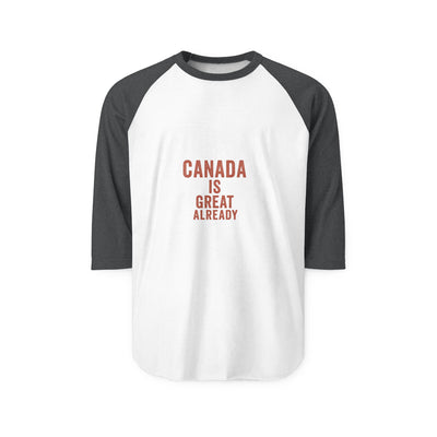 Raglan Shirt — "Canada Is Great Already" Vintage Hockey-Style Tee